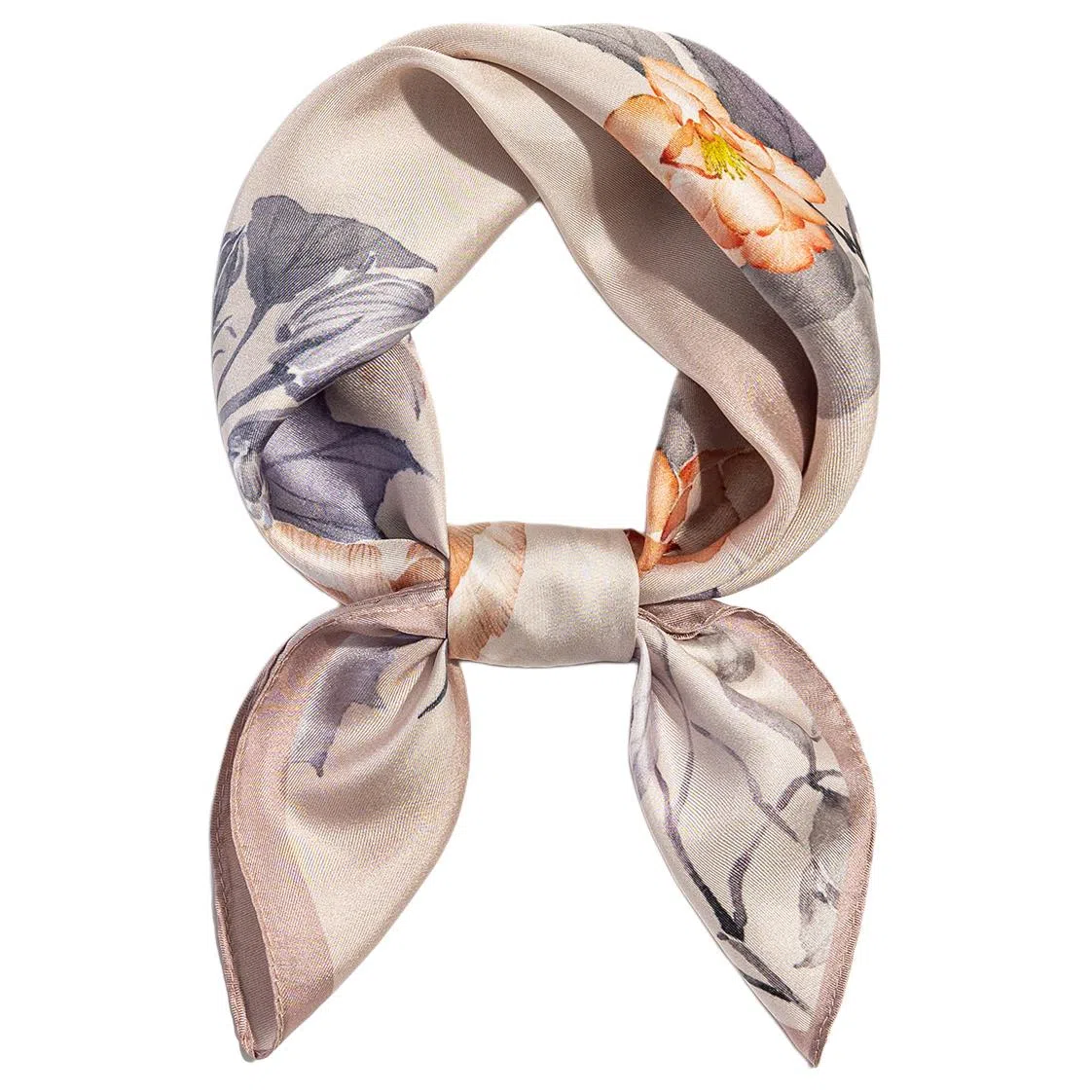 一米画纱 优雅中式花朵图案精致真丝材质高品质斜纹绸印花方巾如画系列 桑蚕丝 丝巾 女款