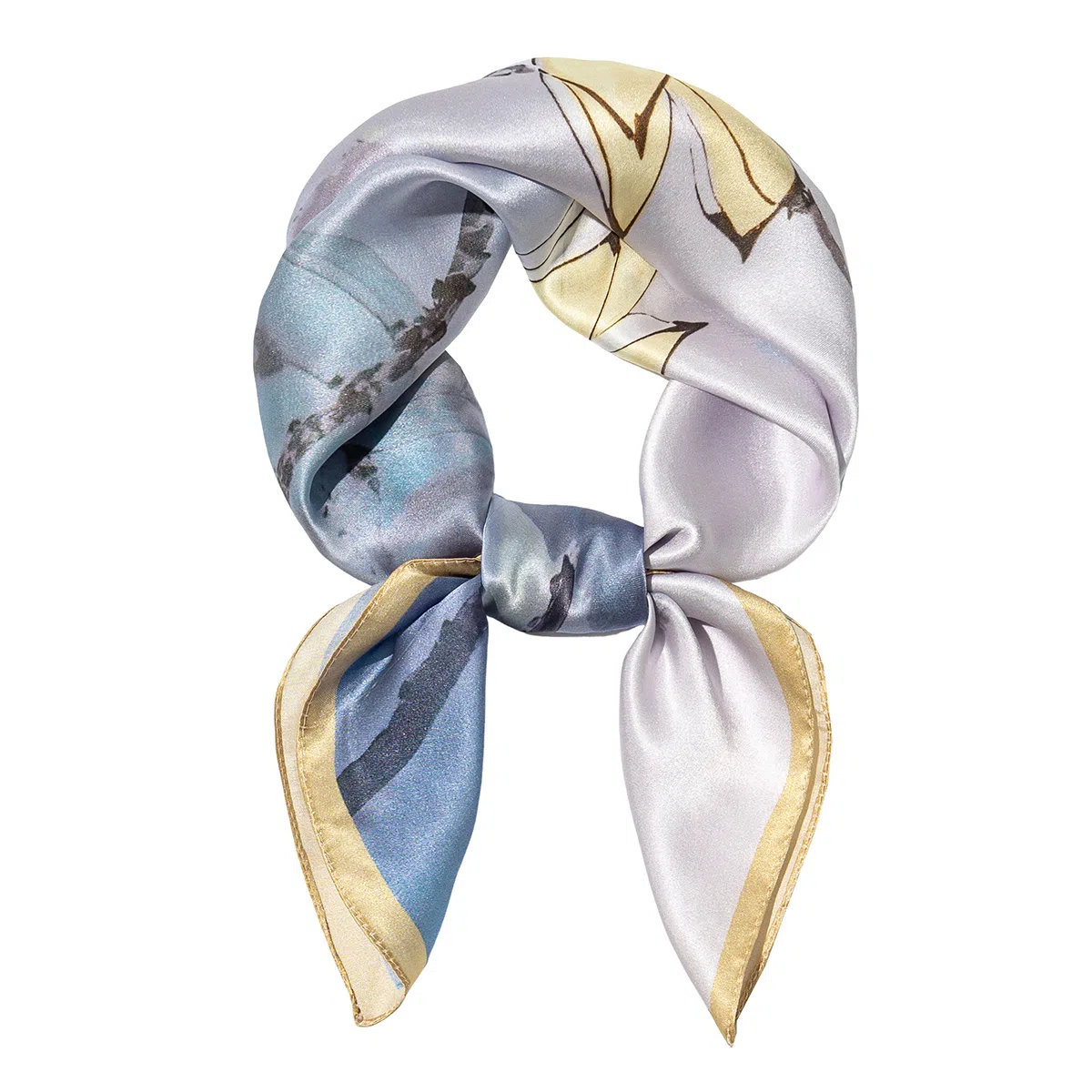 一米画纱 丝绸质感花卉图案国风印花真丝方巾踏青郊游装饰领巾拍照搭配 桑蚕丝 丝巾 女款