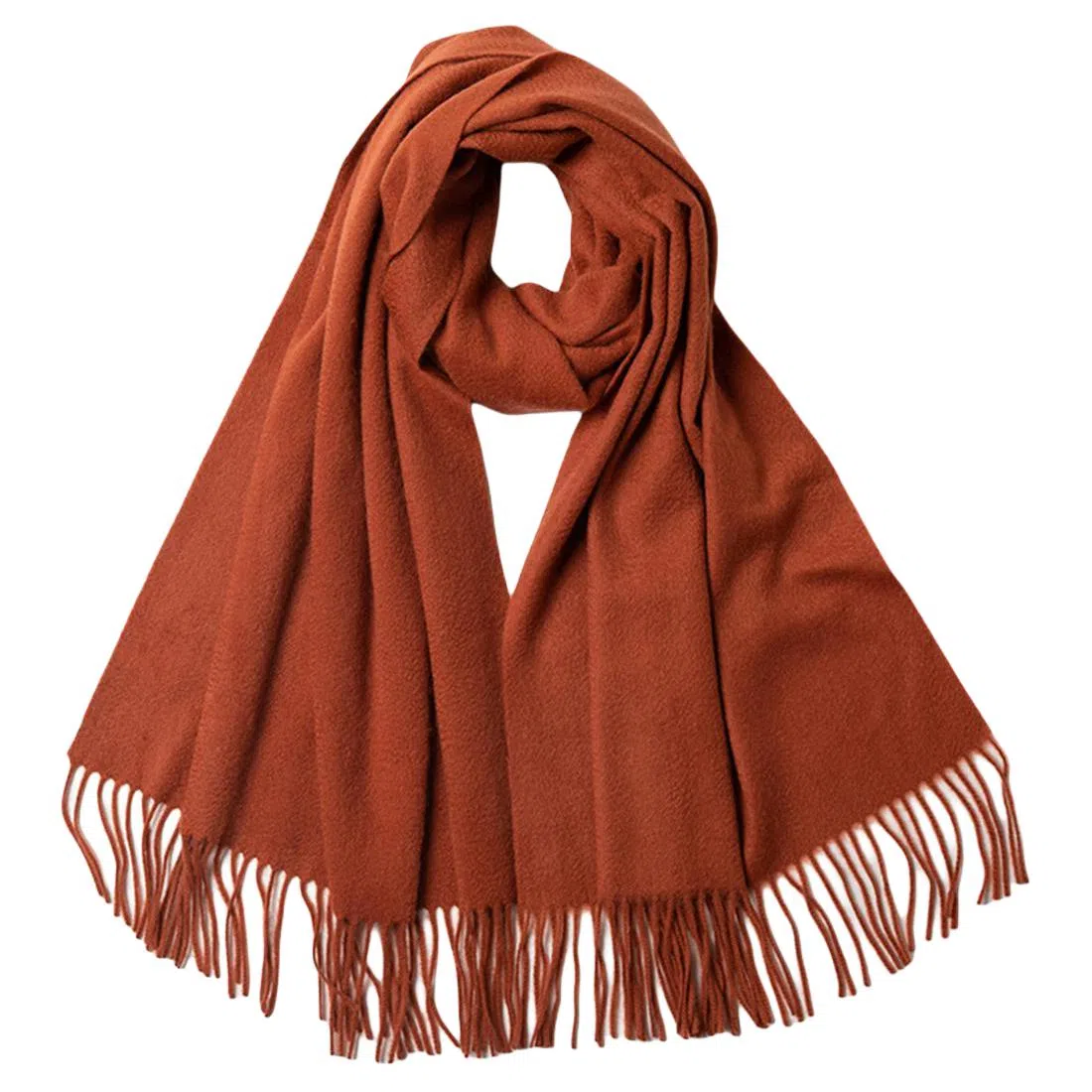 红豆 品牌流苏纯色简约保暖 山羊绒 绒线围巾 男女同款情侣款