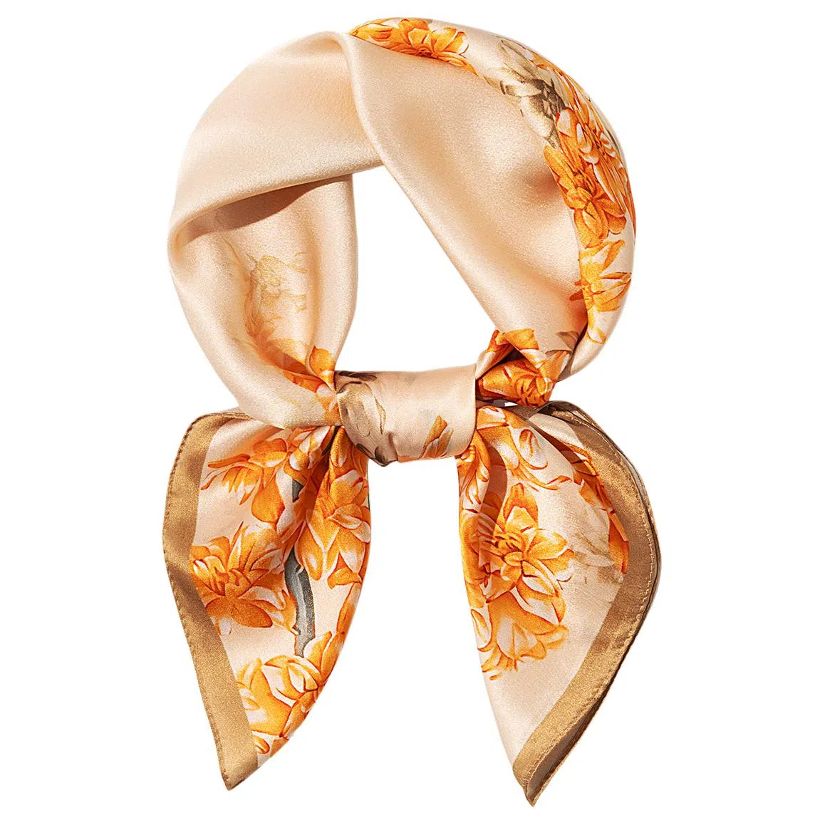 一米画纱 古典花卉雅韵国风真丝方巾旅游装饰素绸缎领巾搭配西装时尚出游 桑蚕丝 丝巾 女款