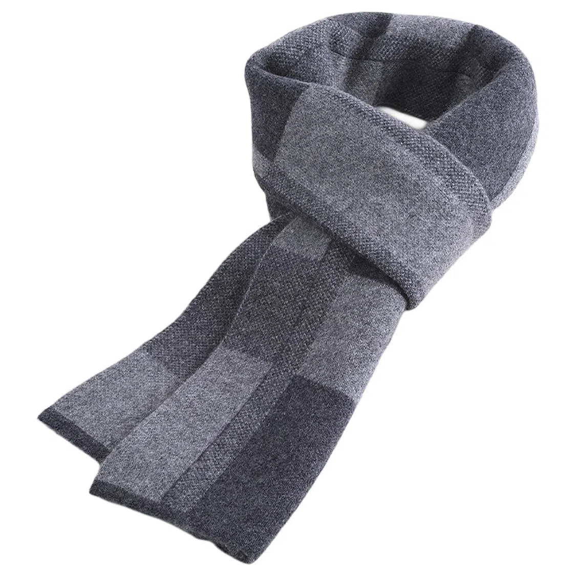 红豆 时尚柔软多变百搭格纹保暖 混纺 绒线围巾 男款