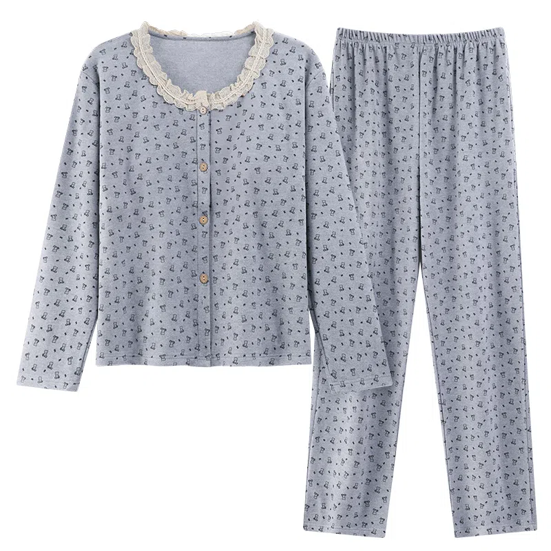 莫代尔 舒适柔软亲肤细腻保暖休闲简约个性时尚百搭长袖长裤家居服可外穿睡衣套装 女款