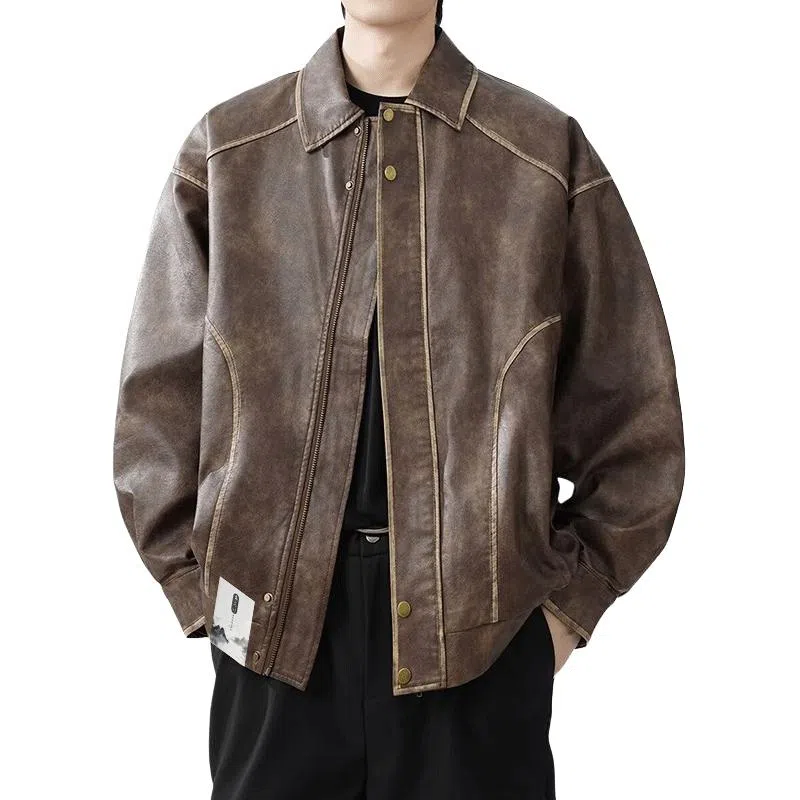 布客行 酷飒不羁狂野硬朗摇滚叛逆霸气有型小众设计扎染水洗质感翻领宽松百搭日常夹克 男女同款