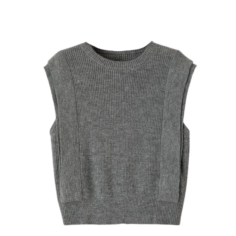 晚白 双层设计条纹针织高弹力软糯不扎肤马甲 女款