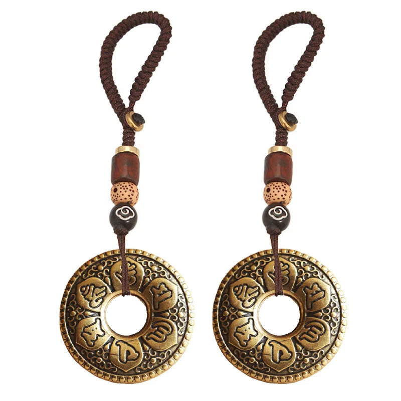 千桐 六字箴言平安扣 心经古法工艺六字真言#好运 合金 挂件 男女同款情侣款