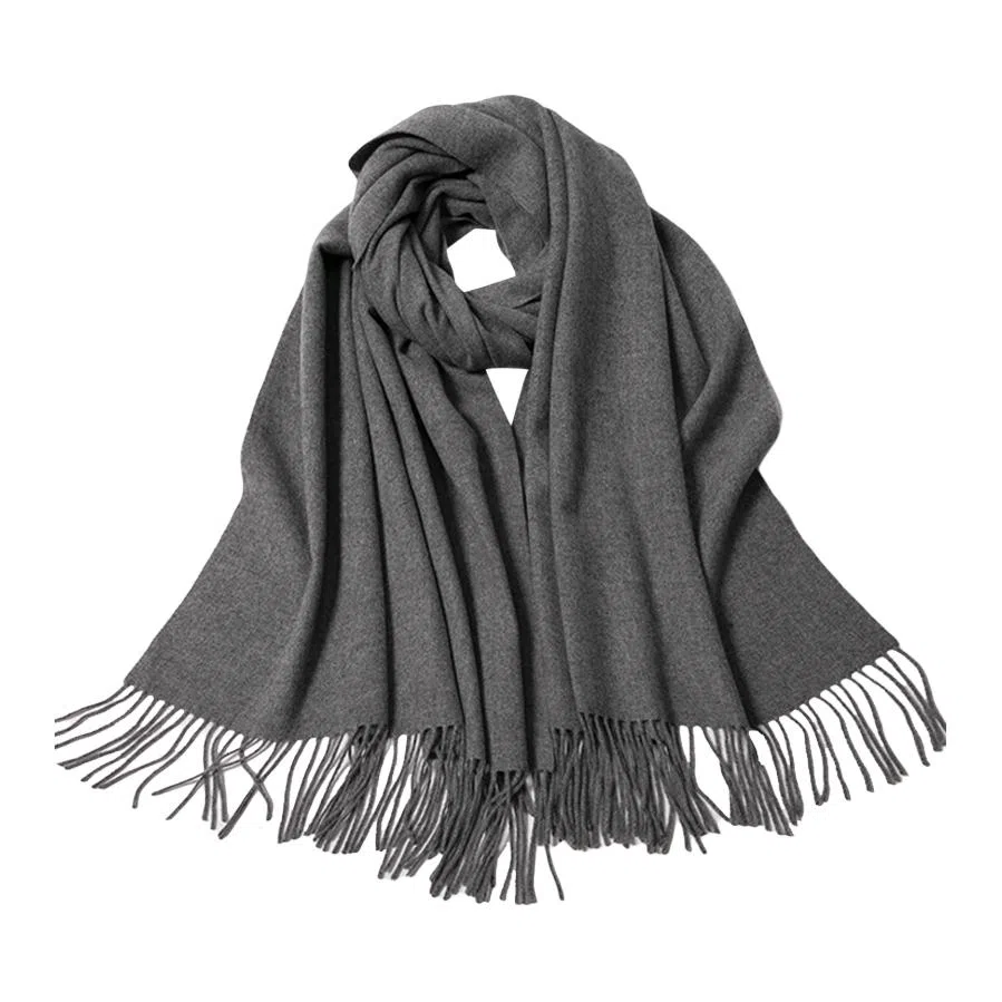 红豆 纯色经典柔软舒适时尚保暖 羊毛 绒线围巾 男女同款情侣款