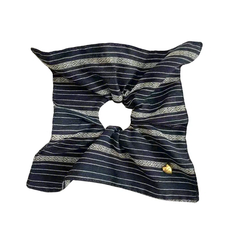 蒙妮 老钱风条纹超大方巾大肠圈 布艺 发圈 女款