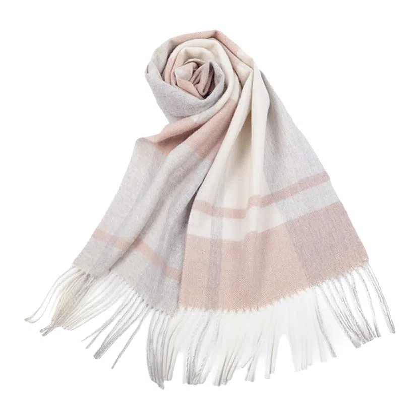 红豆 轻盈柔软舒适保暖时尚格纹百搭 羊毛 绒线围巾 男女同款情侣款