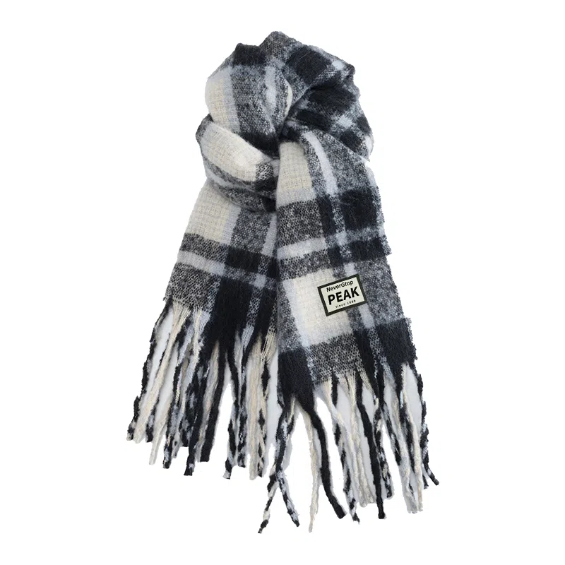 匹克 流苏撞色渐变韩系加厚防寒保暖 聚酯纤维 绒线围巾 男女同款情侣款