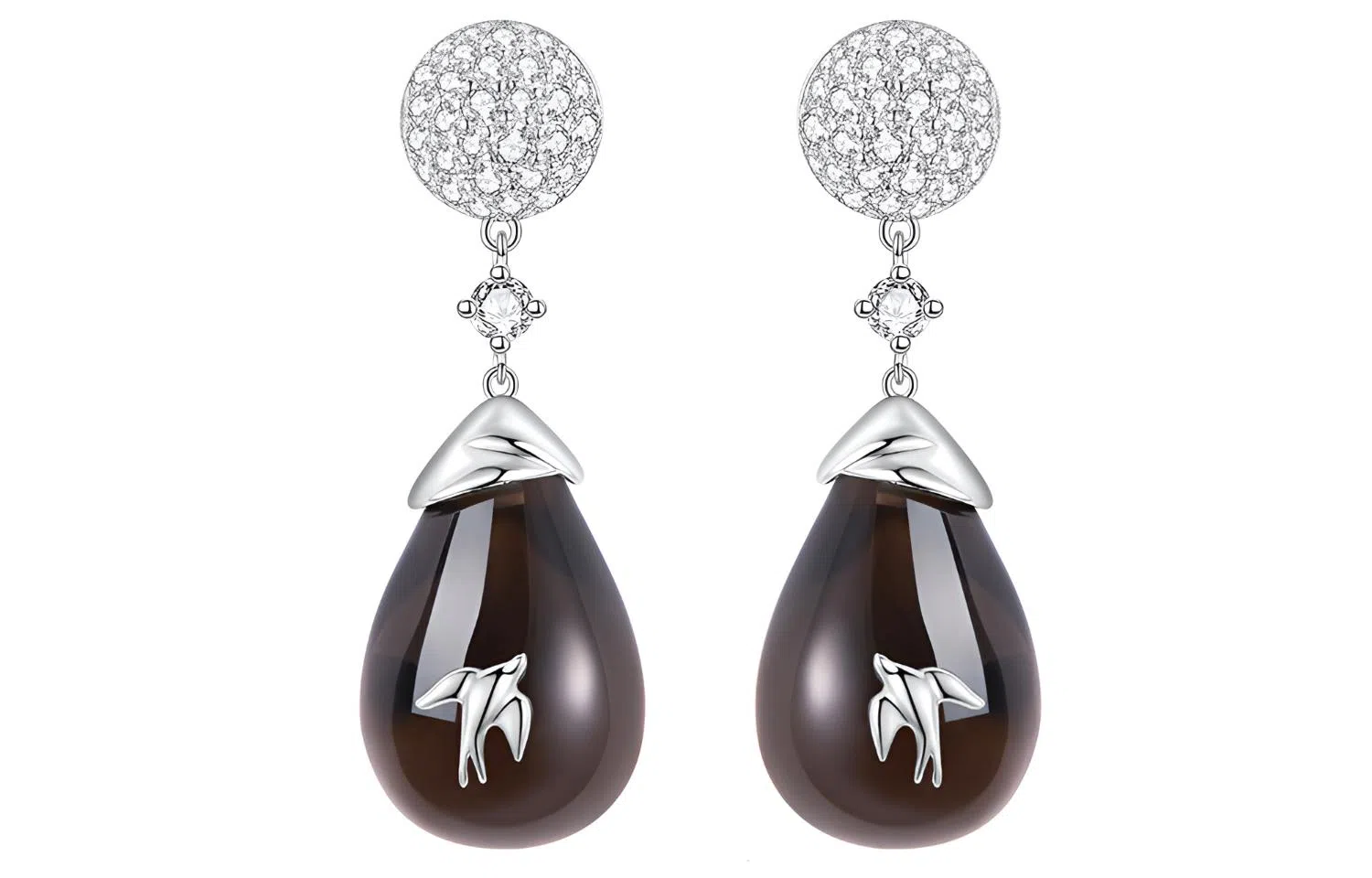 石头记 飞燕耳饰 高级设计感轻奢 小众设计轻奢高级感绿色配饰 优雅温柔气质百搭 礼盒款#好运天然 茶晶 耳环 女款