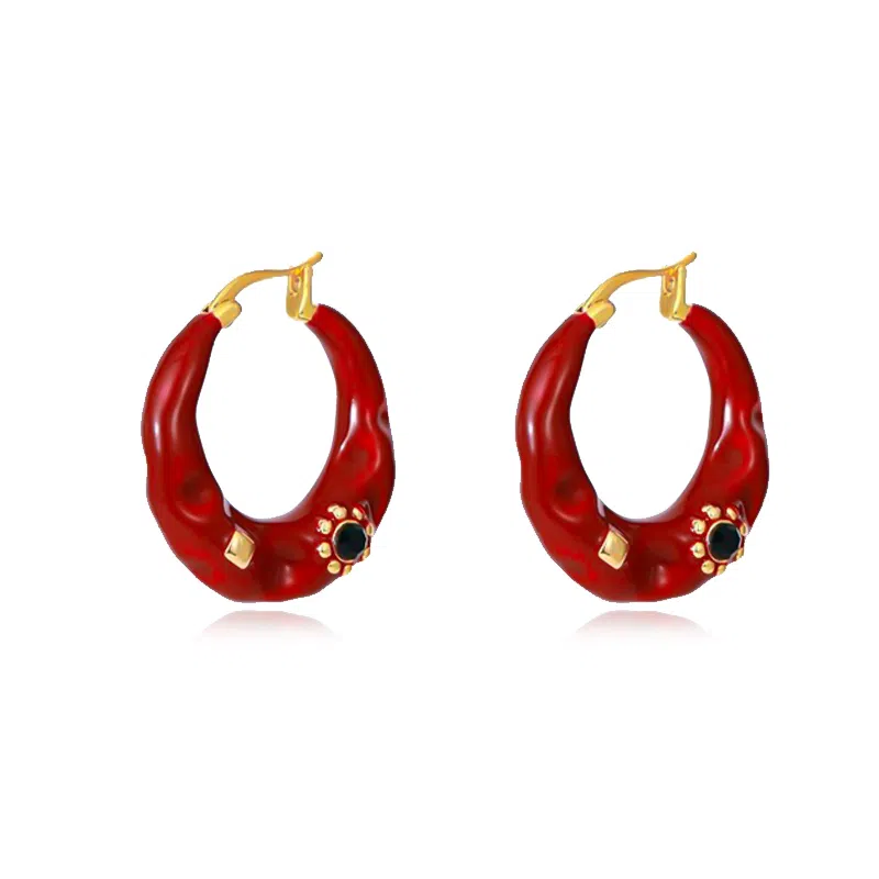 韵系 安可拉红 铜镀金 耳环 女款