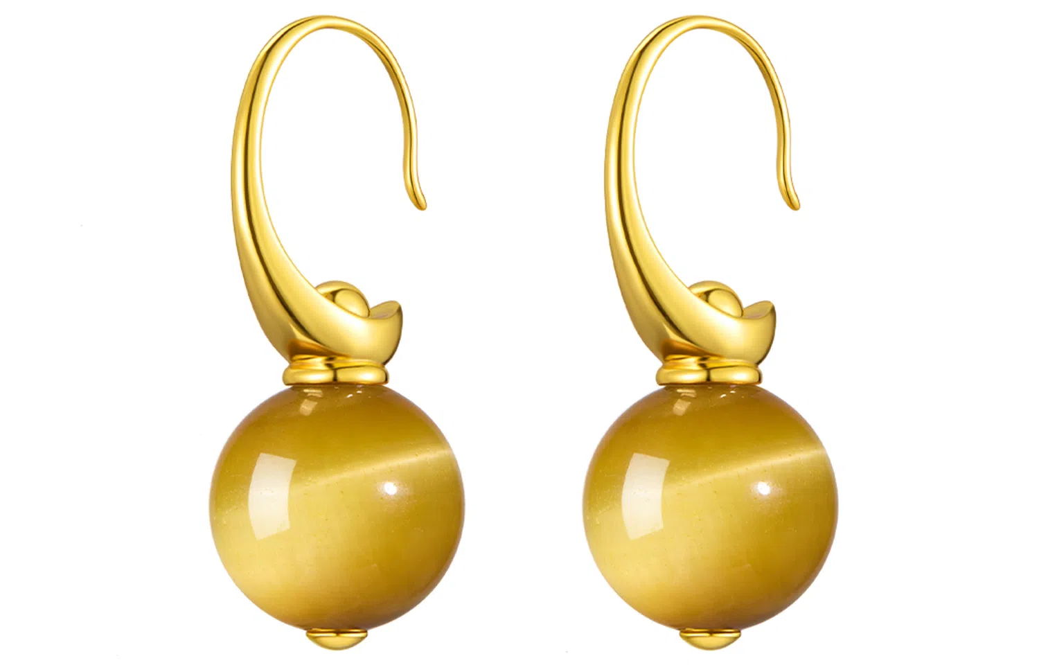 石头记 耳饰 新中式金色高级感 时尚简约复古轻奢小众设计小巧精致优雅 招财纳福转运旺事业#好运 虎眼石 耳环 女款