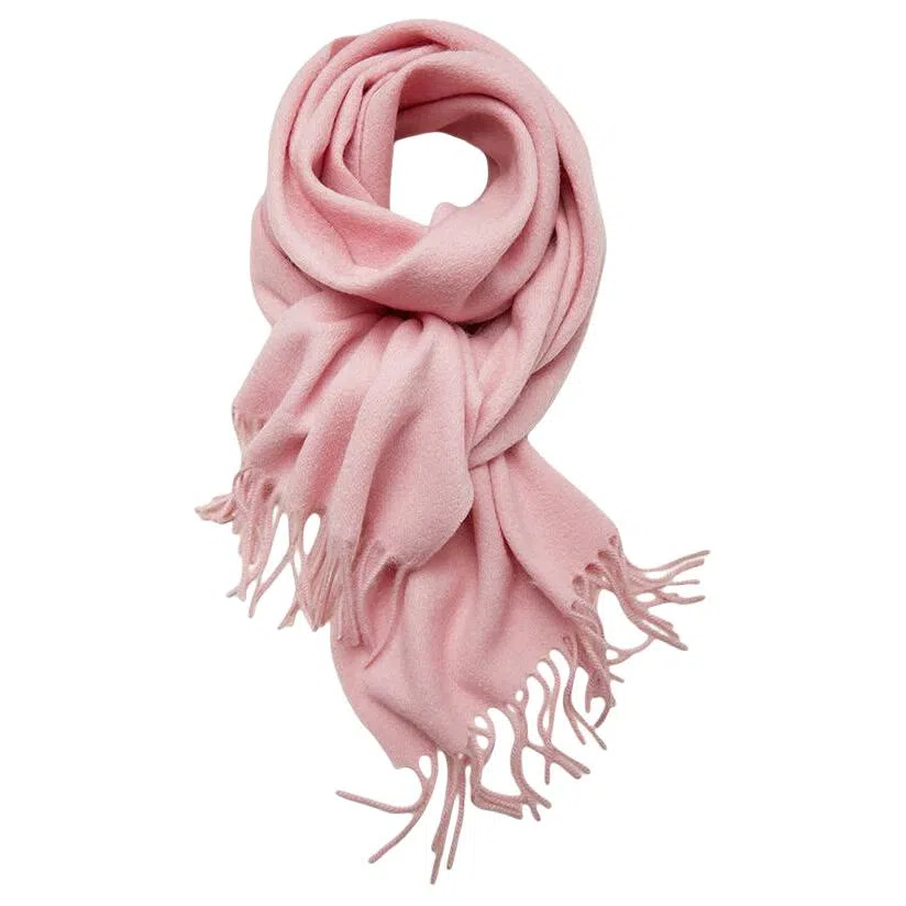 红豆 经典纯色轻盈柔软时尚百搭 羊毛 绒线围巾 男女同款情侣款