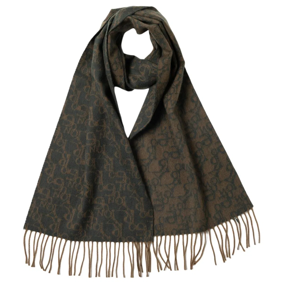 红豆 牌绒毛混纺毛笔字提花 羊毛 绒线围巾 男女同款情侣款