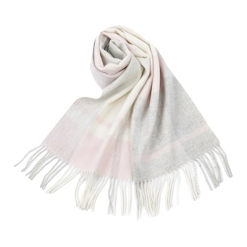 红豆 轻盈柔软舒适保暖时尚格纹百搭 羊毛 绒线围巾 男女同款情侣款