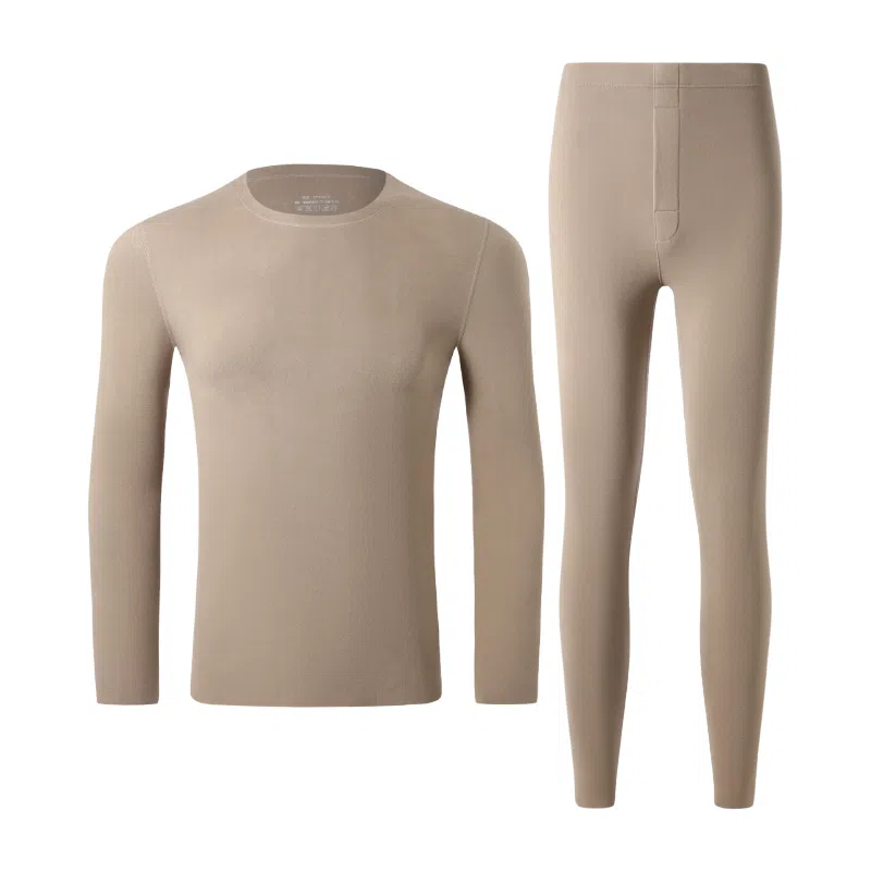 莫代尔 双面绒面料萃取山茶油圆领打底衣打底裤秋冬季抗寒舒适 保暖套装 男款