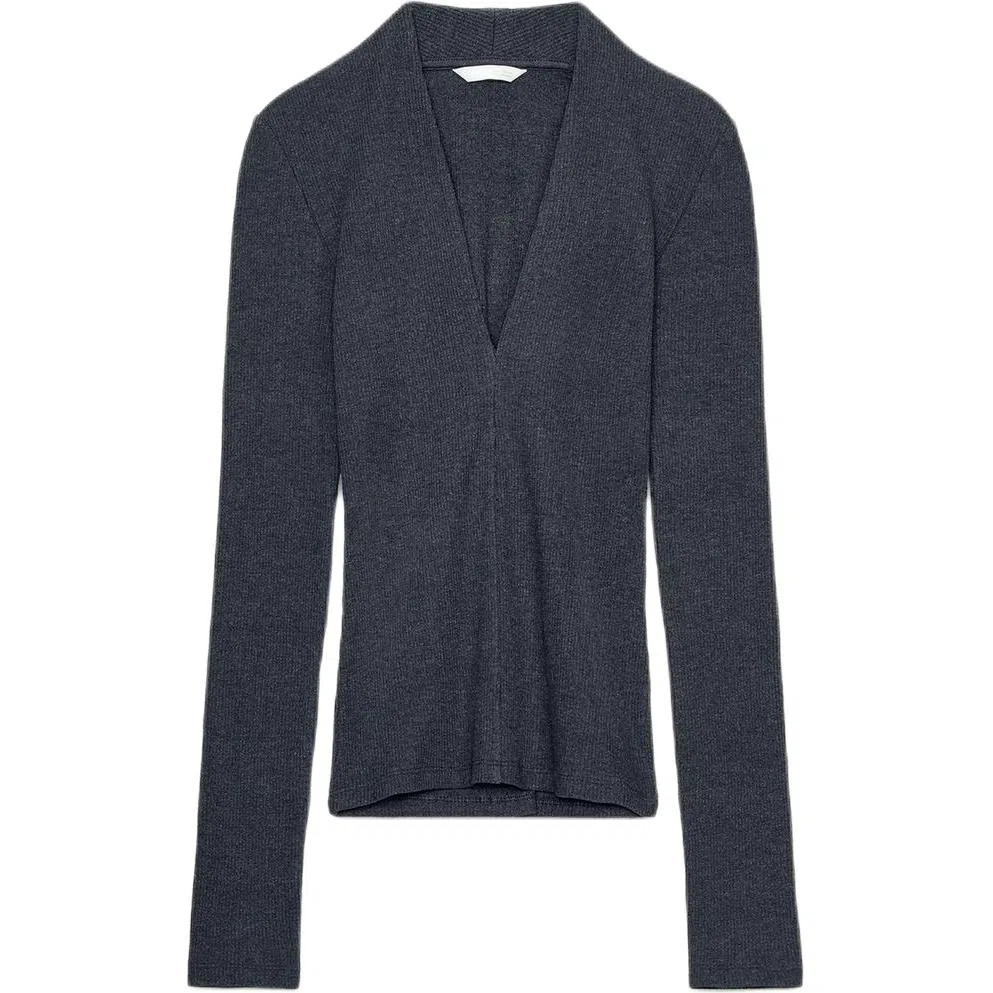 ZARA Soft V-Neck Ribbed Pullover Knitwear