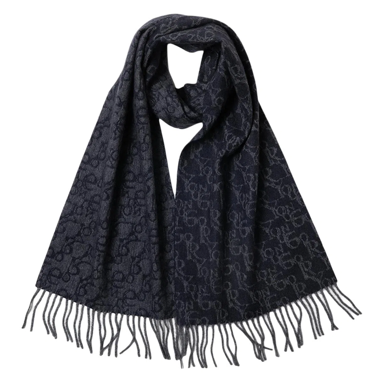 红豆 牌绒毛混纺毛笔字提花 羊毛 绒线围巾 男女同款情侣款