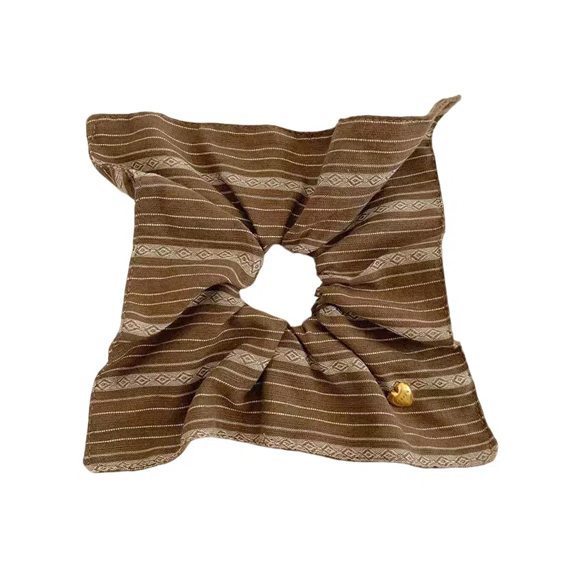 蒙妮 老钱风条纹超大方巾大肠圈 布艺 发圈 女款