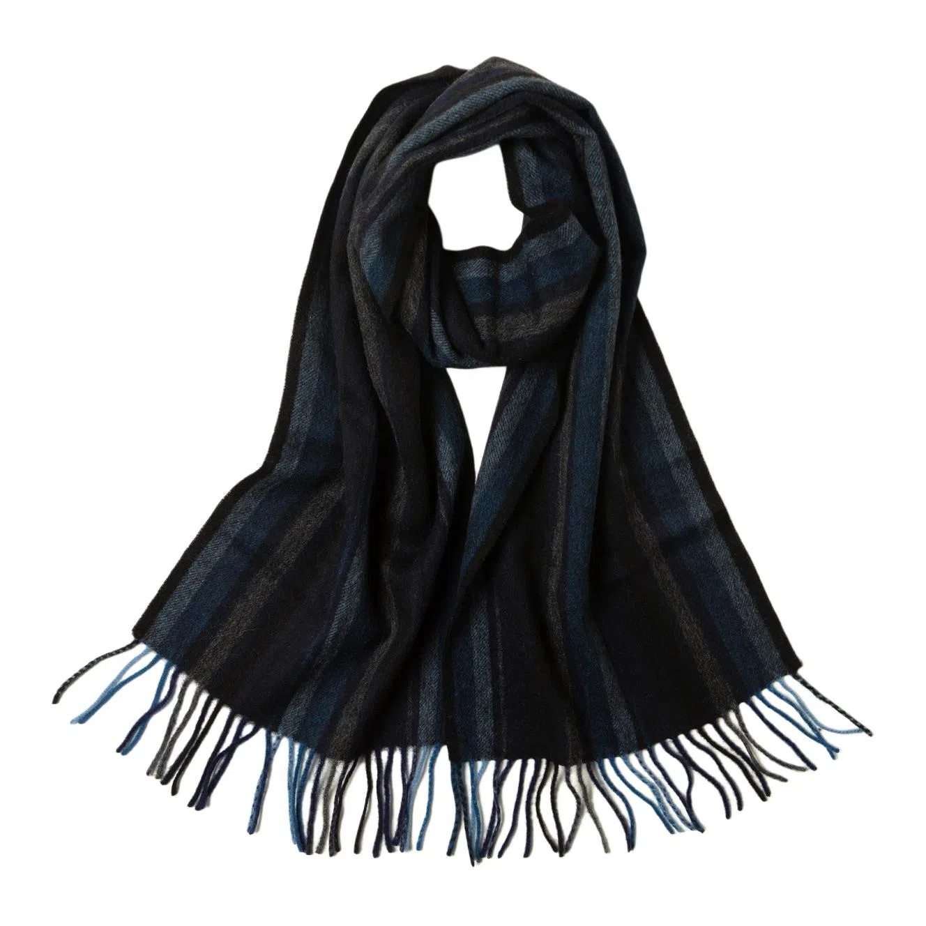 红豆 毛绒竖格水纹条纹方格 绵羊绒 绒线围巾 男女同款情侣款