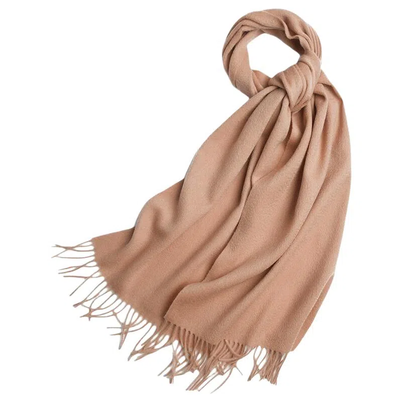 红豆 经典纯色轻盈柔软时尚百搭 羊毛 绒线围巾 男女同款情侣款