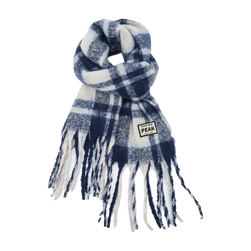 匹克 流苏撞色渐变韩系加厚防寒保暖 聚酯纤维 绒线围巾 男女同款情侣款