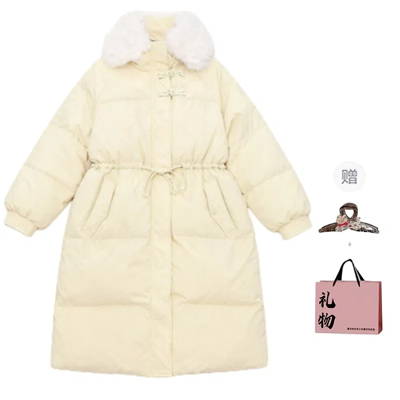 柏黛妃 修身连帽毛领长袖棉服 女款