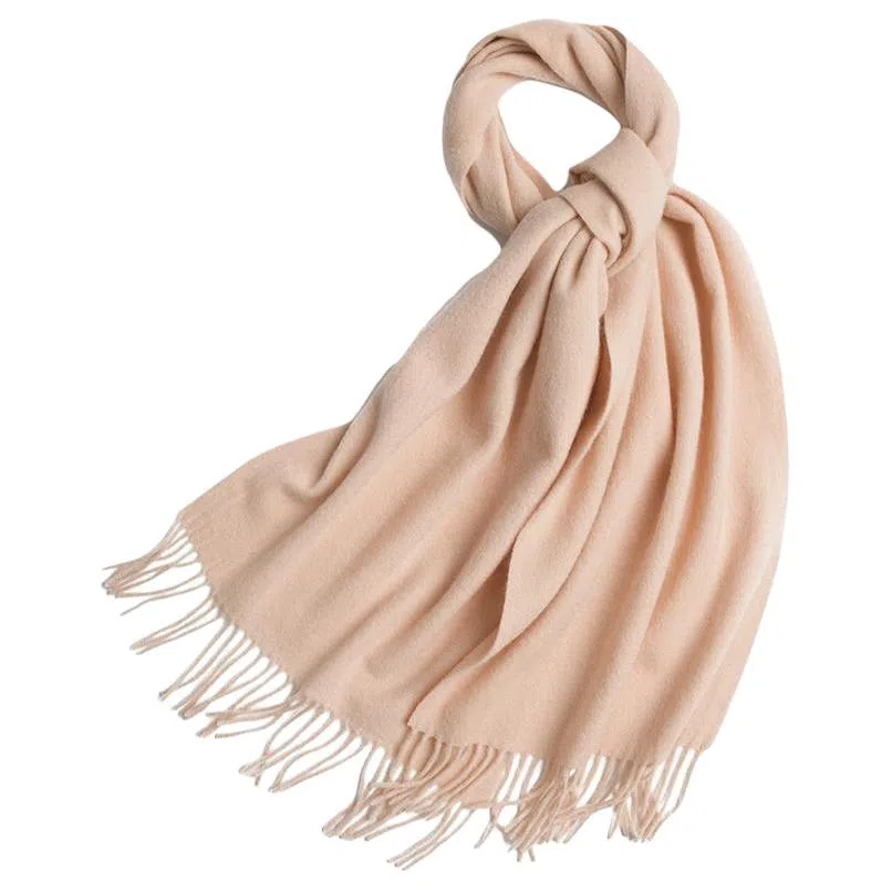 红豆 经典纯色轻盈柔软时尚百搭 羊毛 绒线围巾 男女同款情侣款