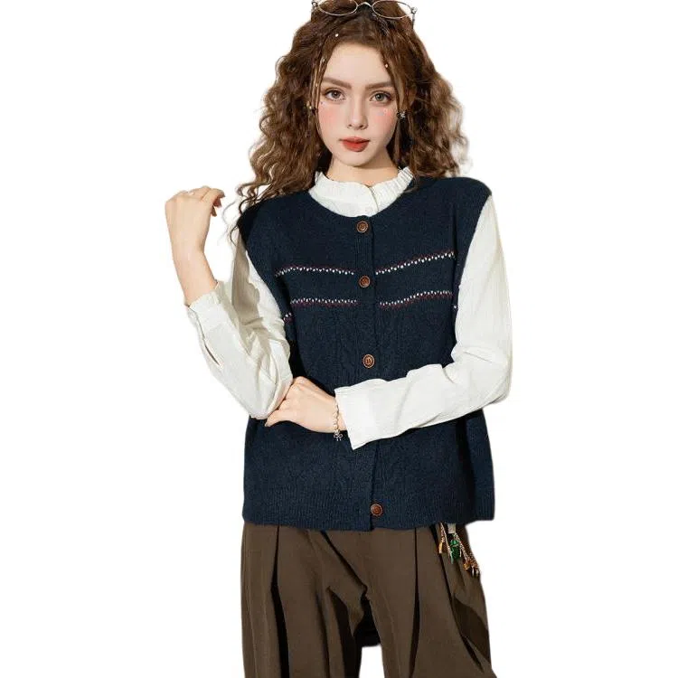 法文箱子 羊毛秋季叠穿马甲 女款