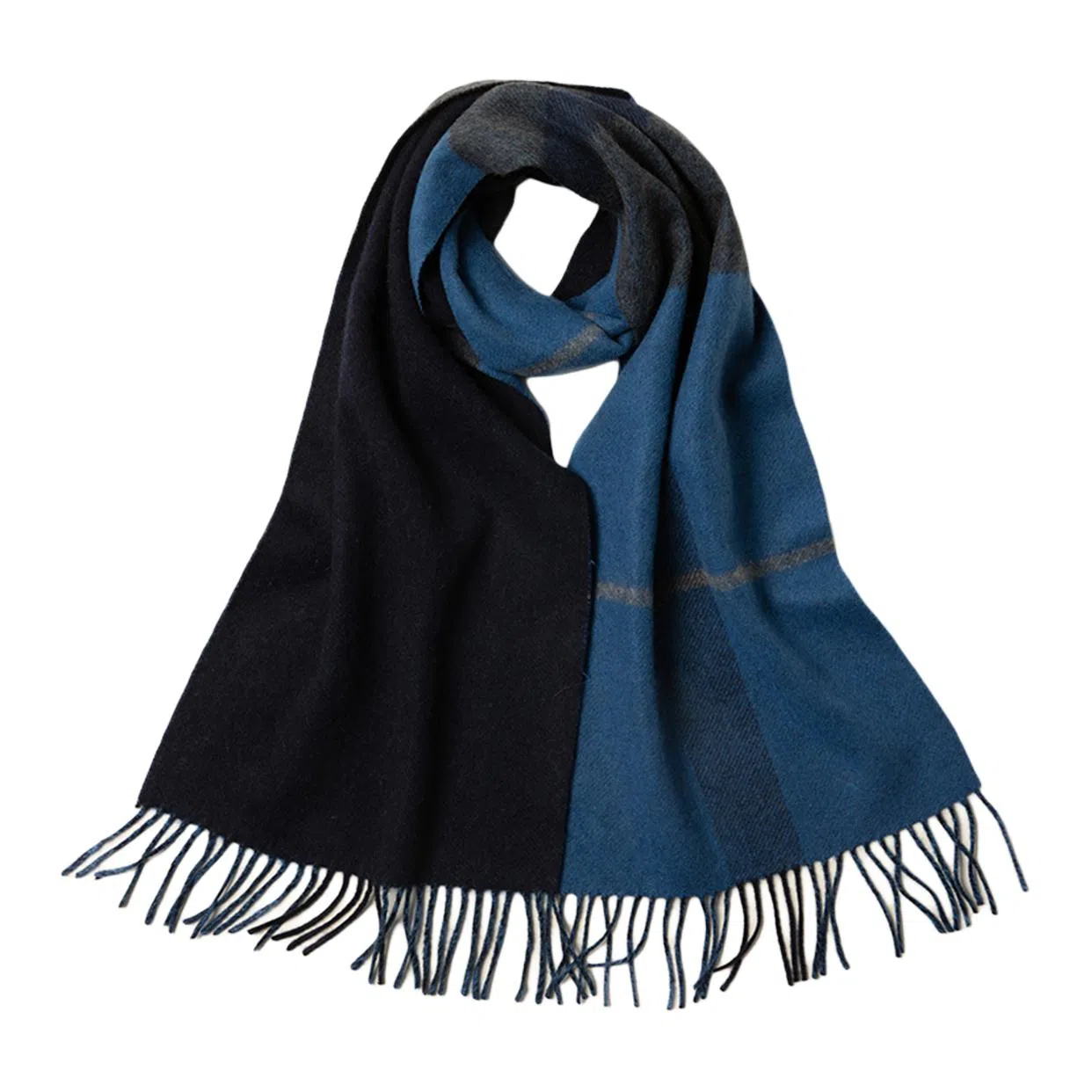 红豆 拼色经典柔软舒适百搭条纹 羊绒 绒线围巾 男女同款情侣款