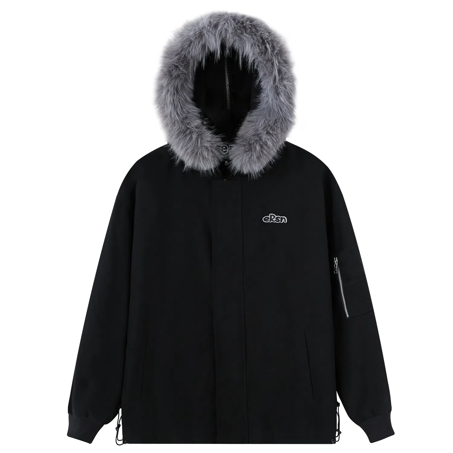 ER ER Vintage Letter Embroidered Hooded Jacket