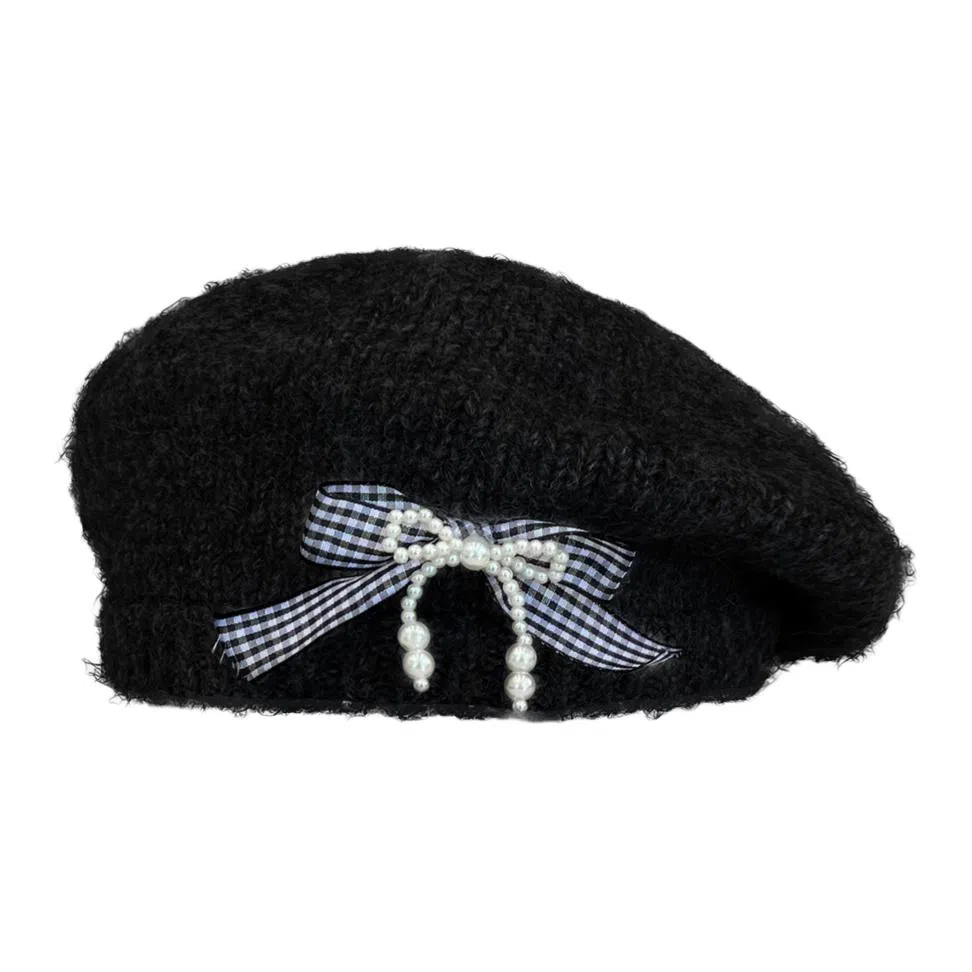 杨同学 韩版甜美蝴蝶结保暖#好运 涤纶 贝雷帽 女款