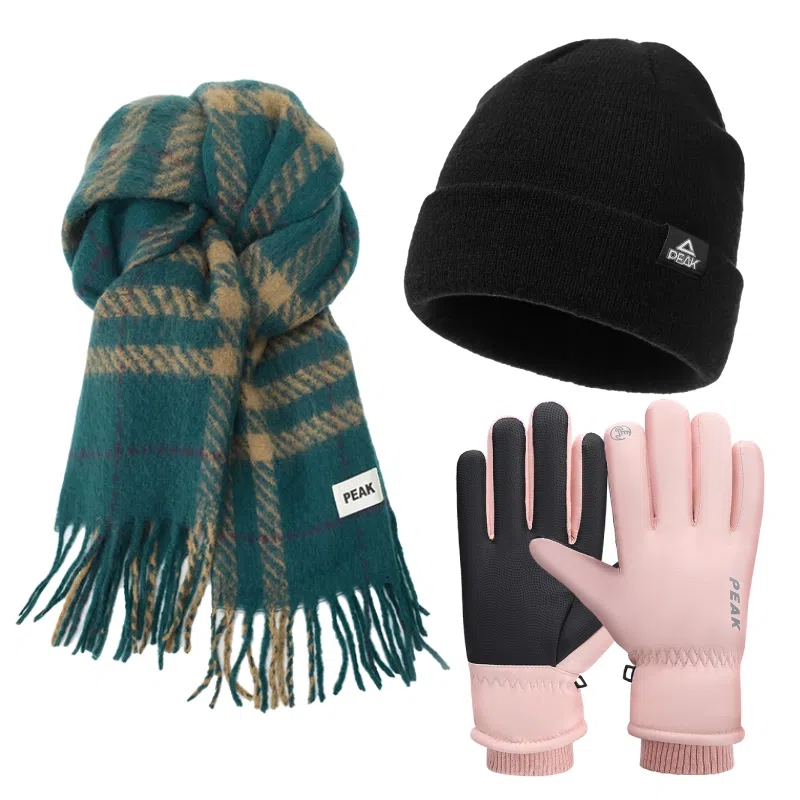 匹克 【降温必备|礼盒可选】冬季加厚柔软亲肤保暖防寒韩系格子百搭 聚酯纤维 绒线围巾 男女同款情侣款 绿色