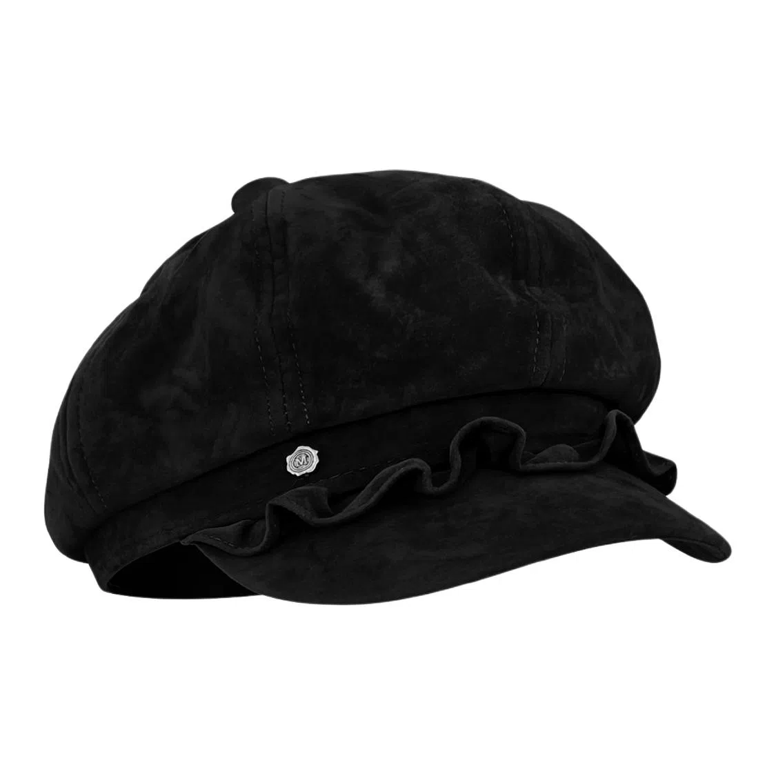 木林森 日系复古褶皱边八角百搭显脸小氛围感 麂皮绒 贝雷帽 男女同款情侣款