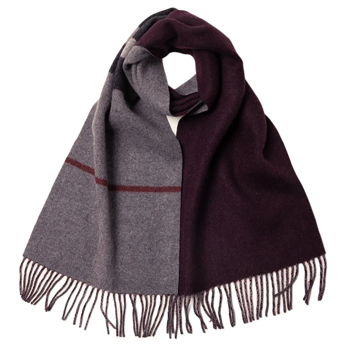 红豆 拼色经典柔软舒适百搭条纹 羊绒 绒线围巾 男女同款情侣款