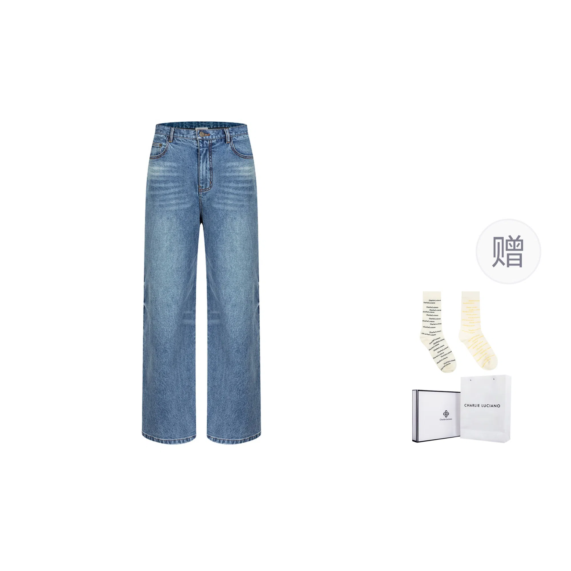 Charlie Luciano Mid-Rise Straight Jeans Grey