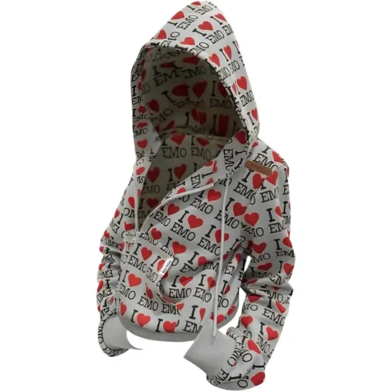 BrandName Heart Letter Print Hoodie