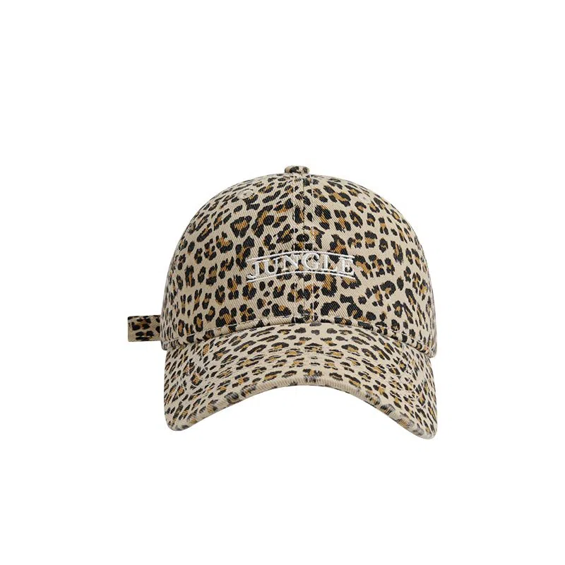 艾佳微 做旧豹纹深顶大头围显脸小软顶高级感潮 棉 鸭舌帽 男女同款情侣款