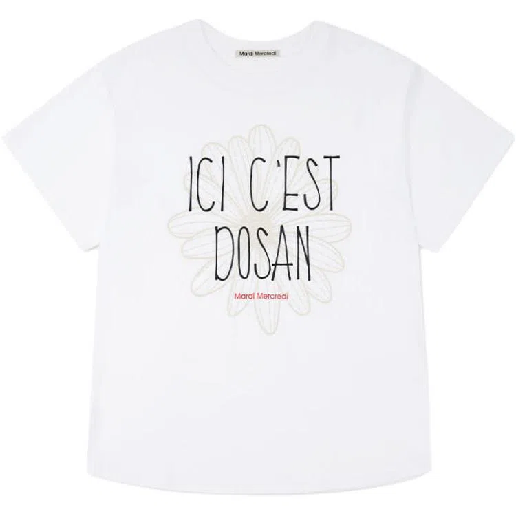 MARDI MERCREDI TSHIRT FLOWERMARDI DOSAN EXCLUSIVE_WHITE BEIGE T