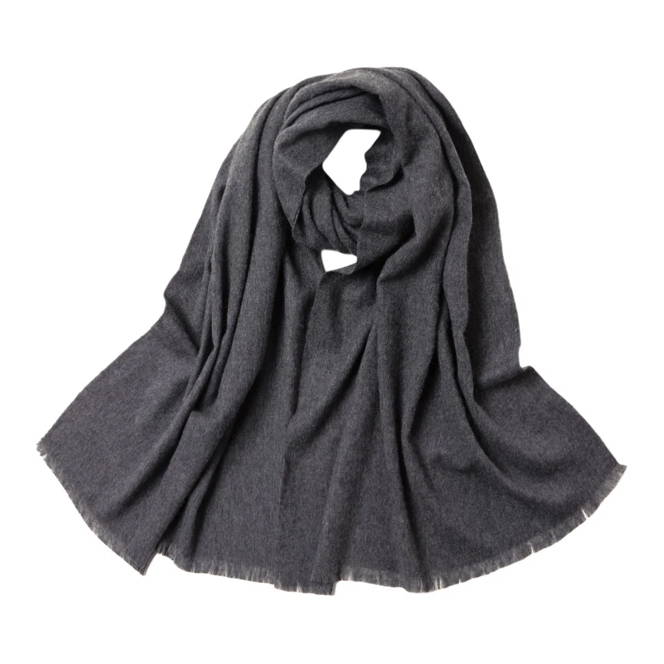 红豆 品牌简约粗纺平纹披肩两用碳灰 羊毛 绒线围巾 男女同款情侣款