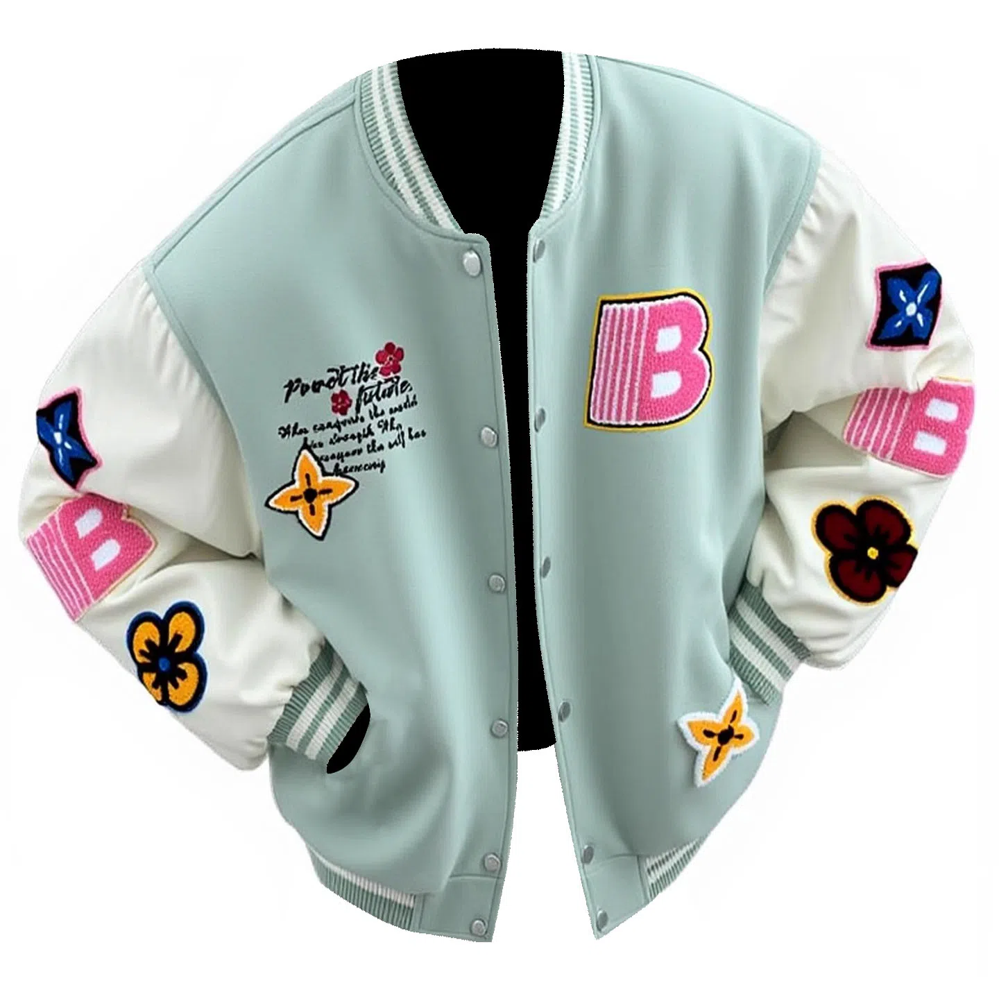 JIMI&JONS Embroidered Patch Baseball Jacket