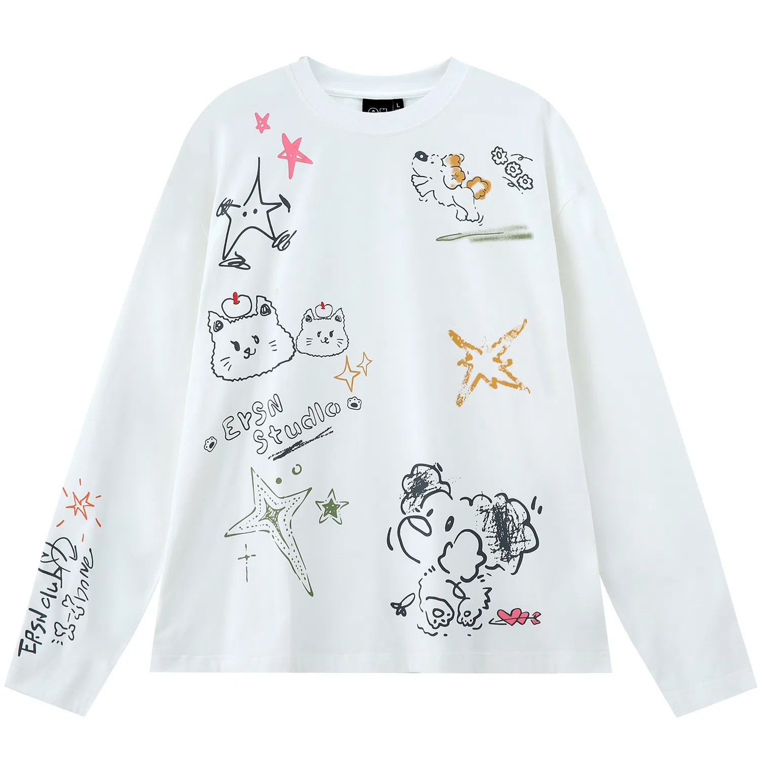ER ER Bear Cartoon Long Sleeve Tee