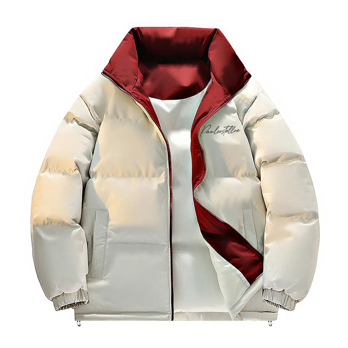 PAUL COSTELLOE Logo Colorblock Down Jacket