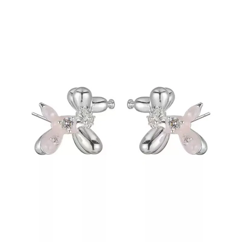 尚先生 创意灵动气球小狗日常百搭可爱滴油精致银针 合金锆石 耳钉 女款