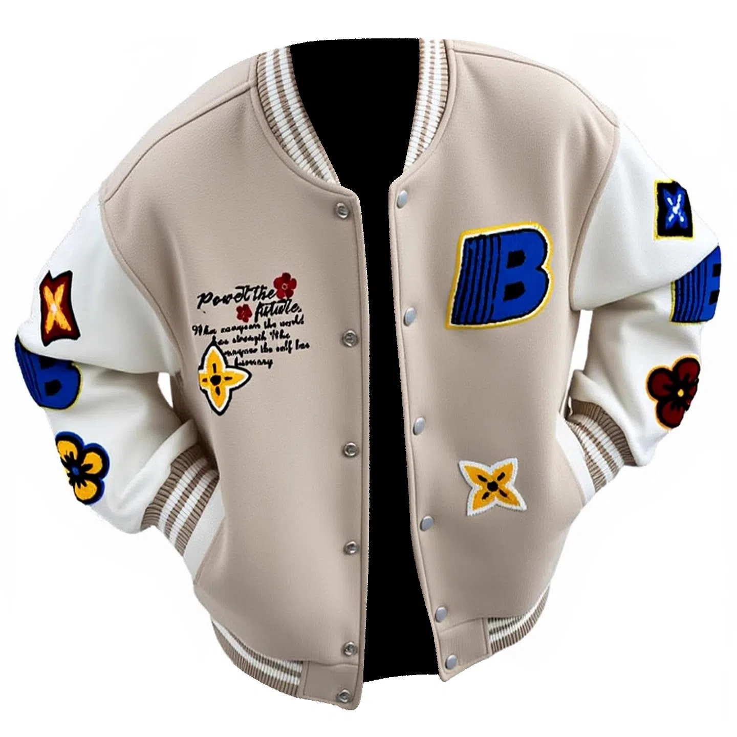 JIMI&JONS Embroidered Patch Baseball Jacket