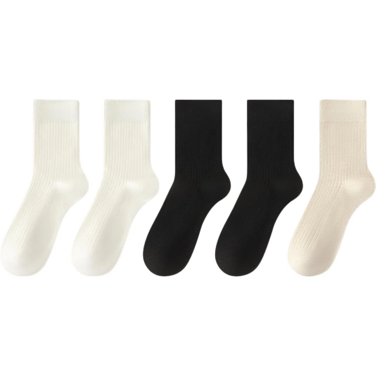 妮轻 羊毛保暖加厚纯色简约中筒袜 女款