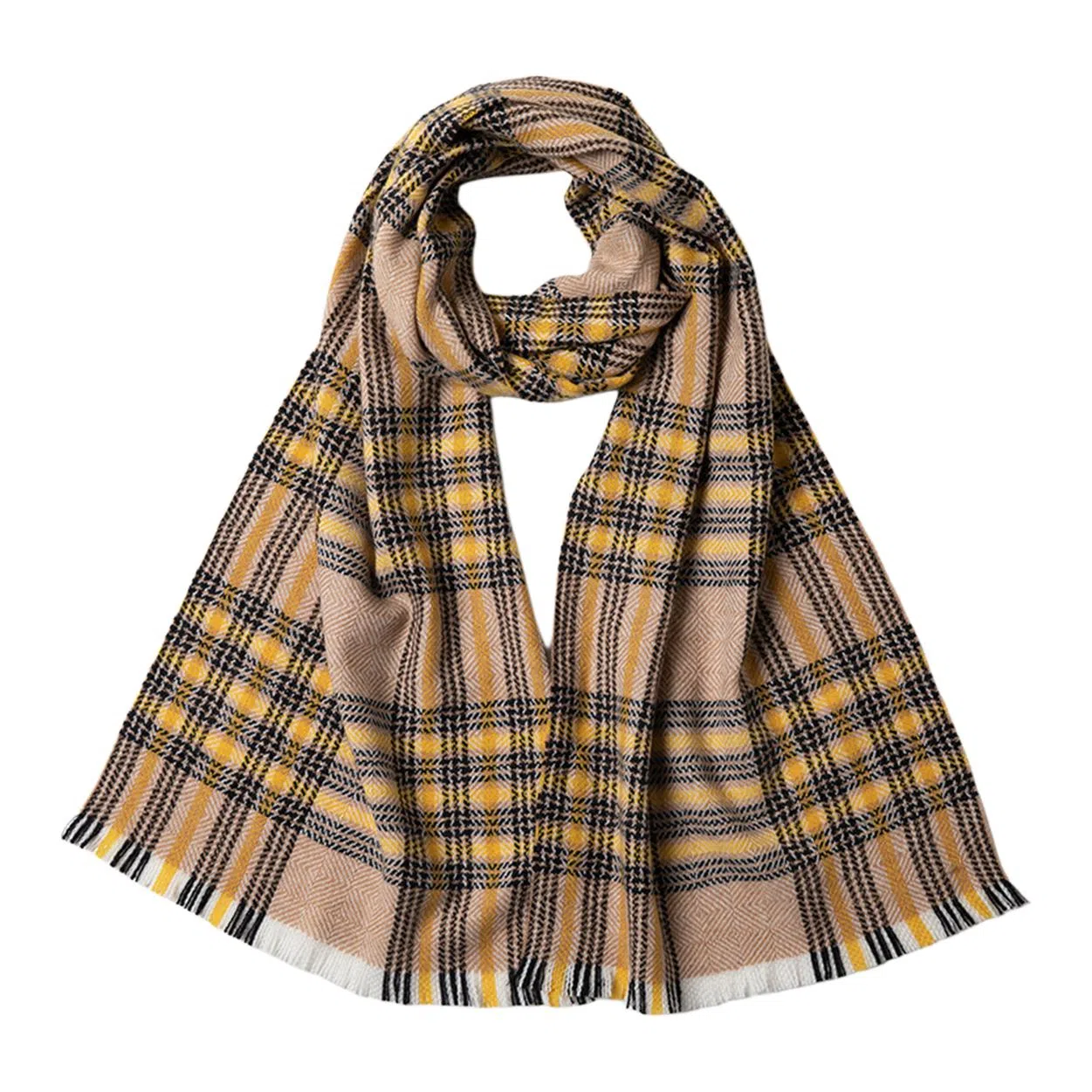 红豆 复古经典格纹休闲百搭 羊绒 绒线围巾 男女同款情侣款