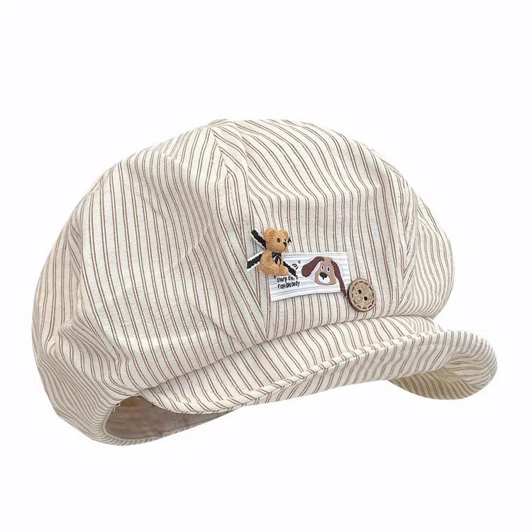 艾佳微 可爱萌趣文艺复古八角帽大头围显脸小画家帽 涤纶 贝雷帽 男女同款情侣款