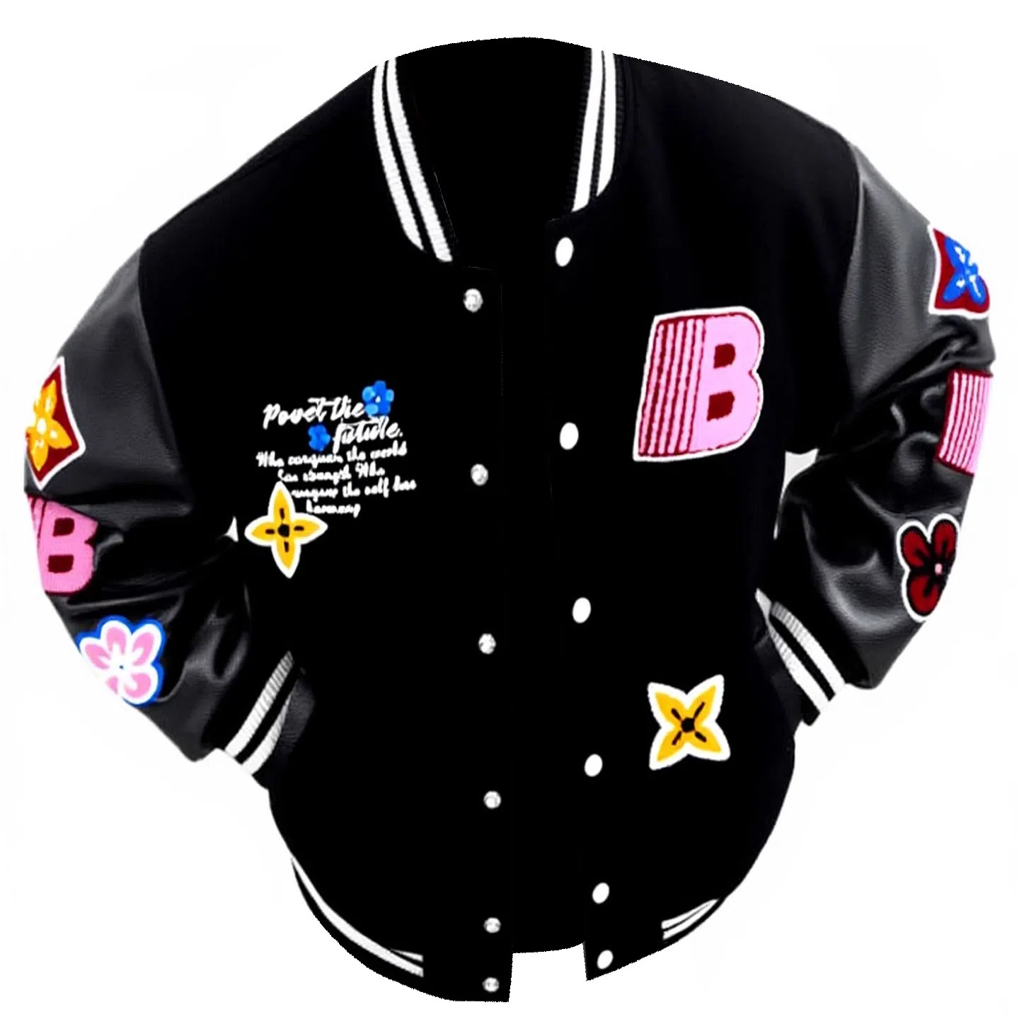 JIMI&JONS Embroidered Patch Baseball Jacket