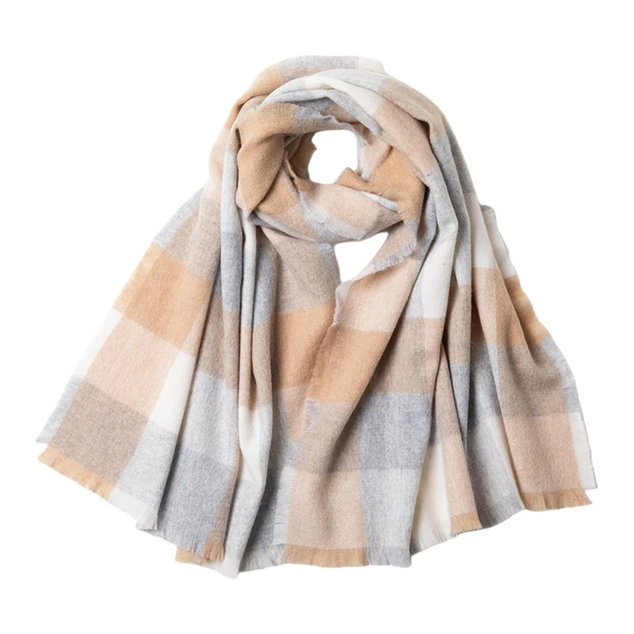 红豆 品牌方格格子条纹格型经典复古保暖百搭 羊毛 绒线围巾 男女同款情侣款